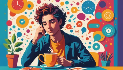 Editorial illustration of a person with a simmering pot inside their head, capturing brain stew meaning slang