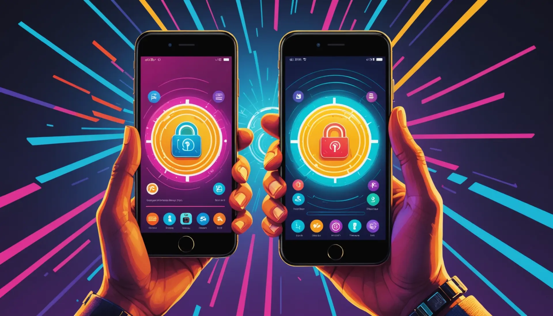 Illustration explaining what does imessage encrypted mean with stylized phones showing 'Encrypted' badges