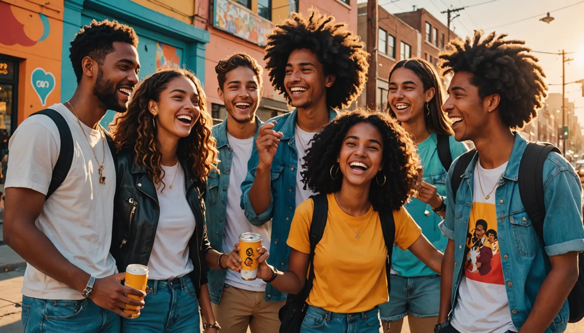 Editorial illustration showing young friends using bro in spanish slang while chatting