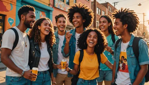 Editorial illustration showing young friends using bro in spanish slang while chatting