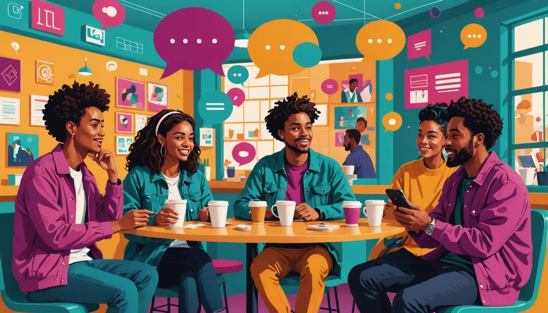 Editorial illustration showing people labeled with speech-bubble tags asking what does type d mean