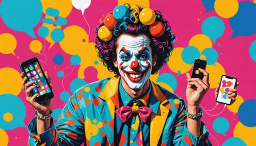 Editorial illustration of online clown persona representing what is jestermaxxing urban dictionary