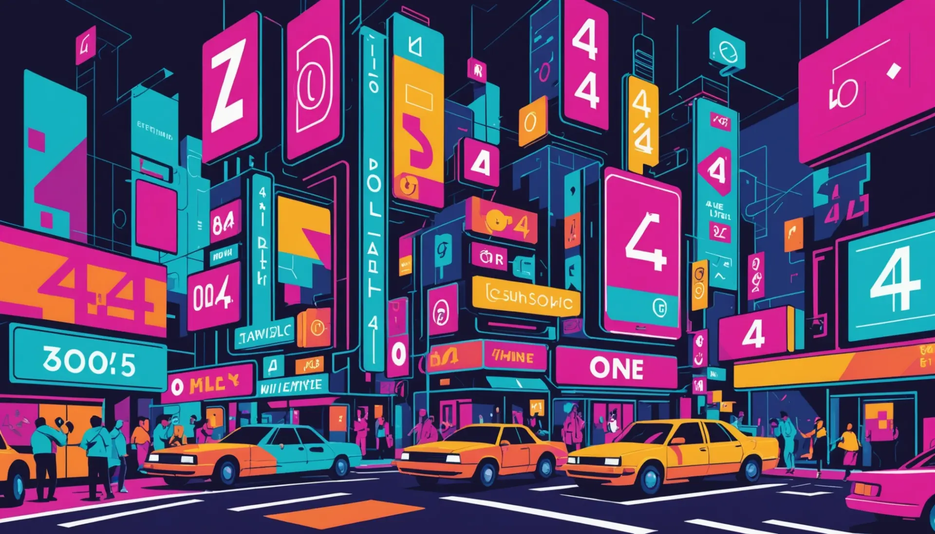 Editorial illustration of people and a broken webpage reading 404 urban dictionary