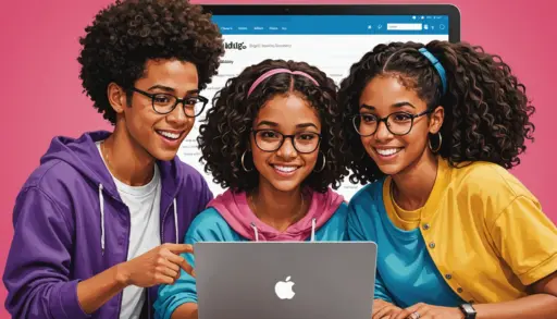 Illustration showing a search bar with the phrase what is ddlg urban dictionary and people discussing it, editorial style